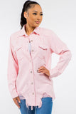 American Bazi Frayed Hem Distressed Denim Jacket 