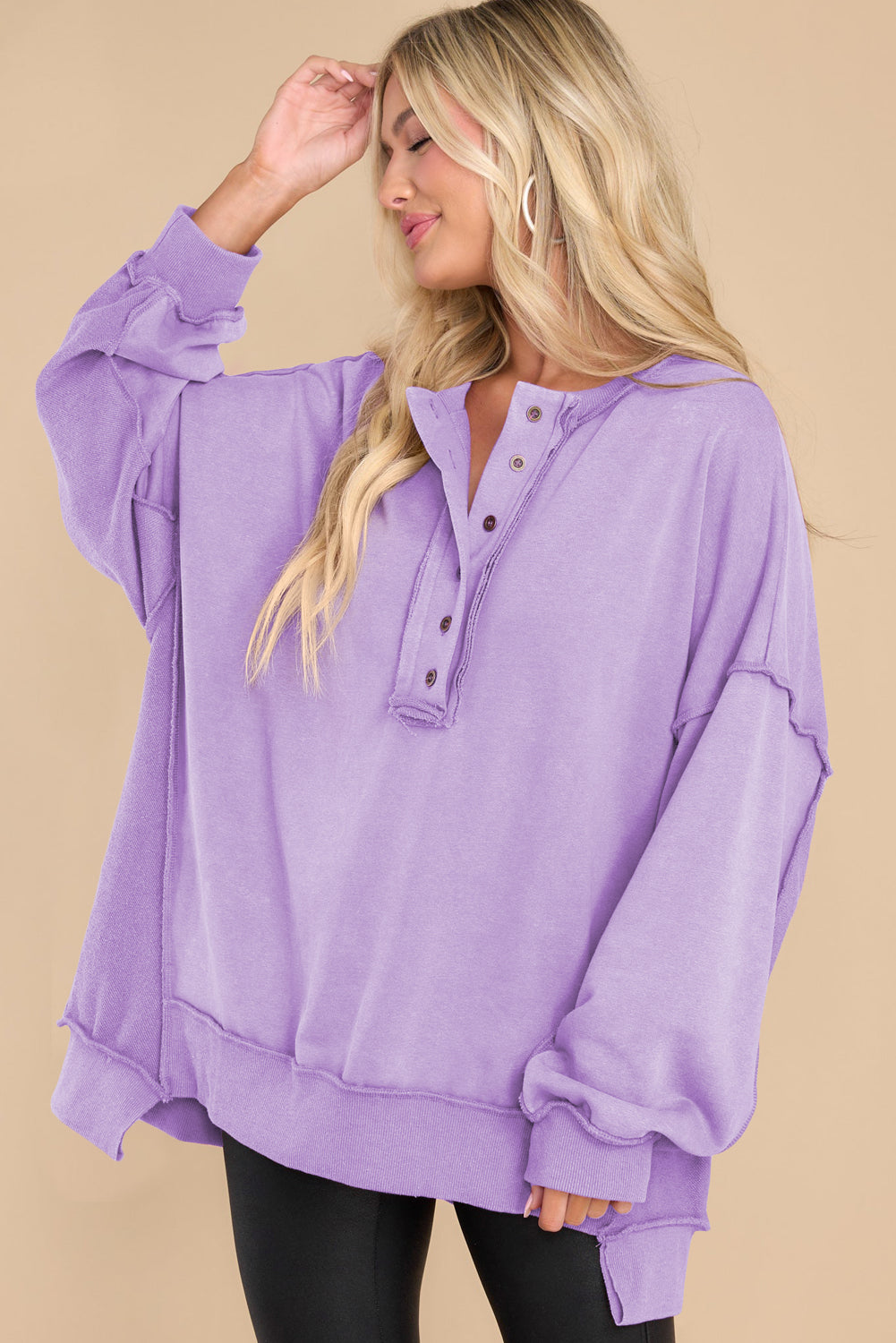 Exposed Seam Long Sleeve Sweatshirt 