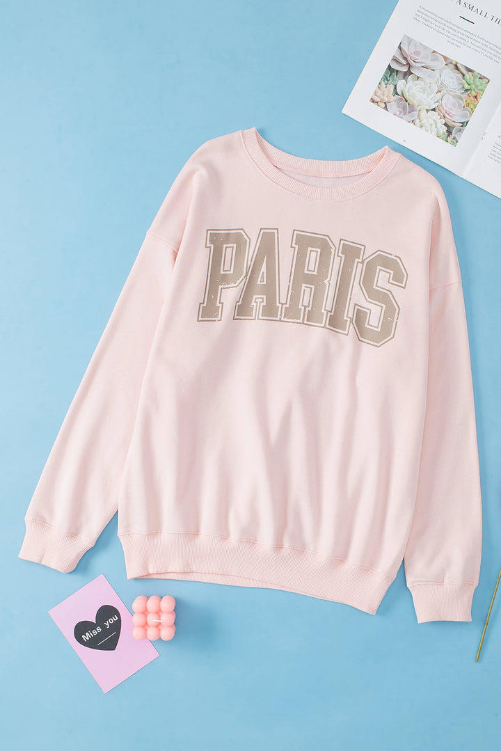 PARIS Round Neck Long Sleeve Sweatshirt 