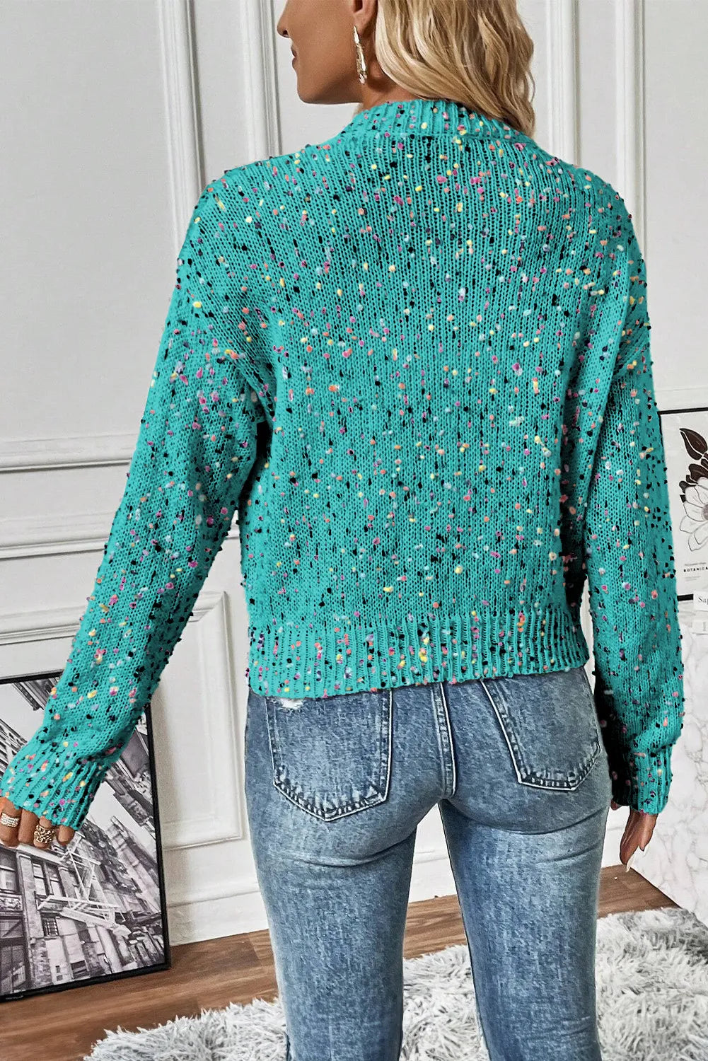 Confetti Button Up Long Sleeve Cardigan 