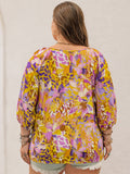 Plus Size Printed Tie Neck Blouse 