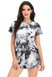 Tie-Dye Round Neck Short Sleeve Top and Shorts Lounge Set Lingerie & Nightwear
