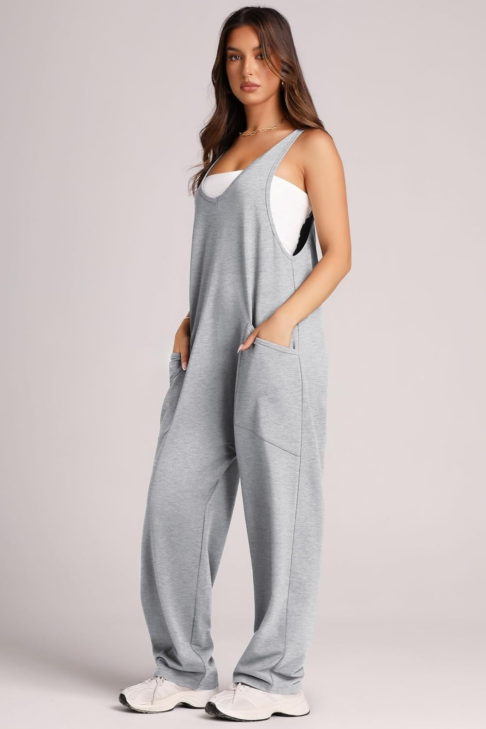 Lovelet Wide Strap Jumpsuit with Pockets 