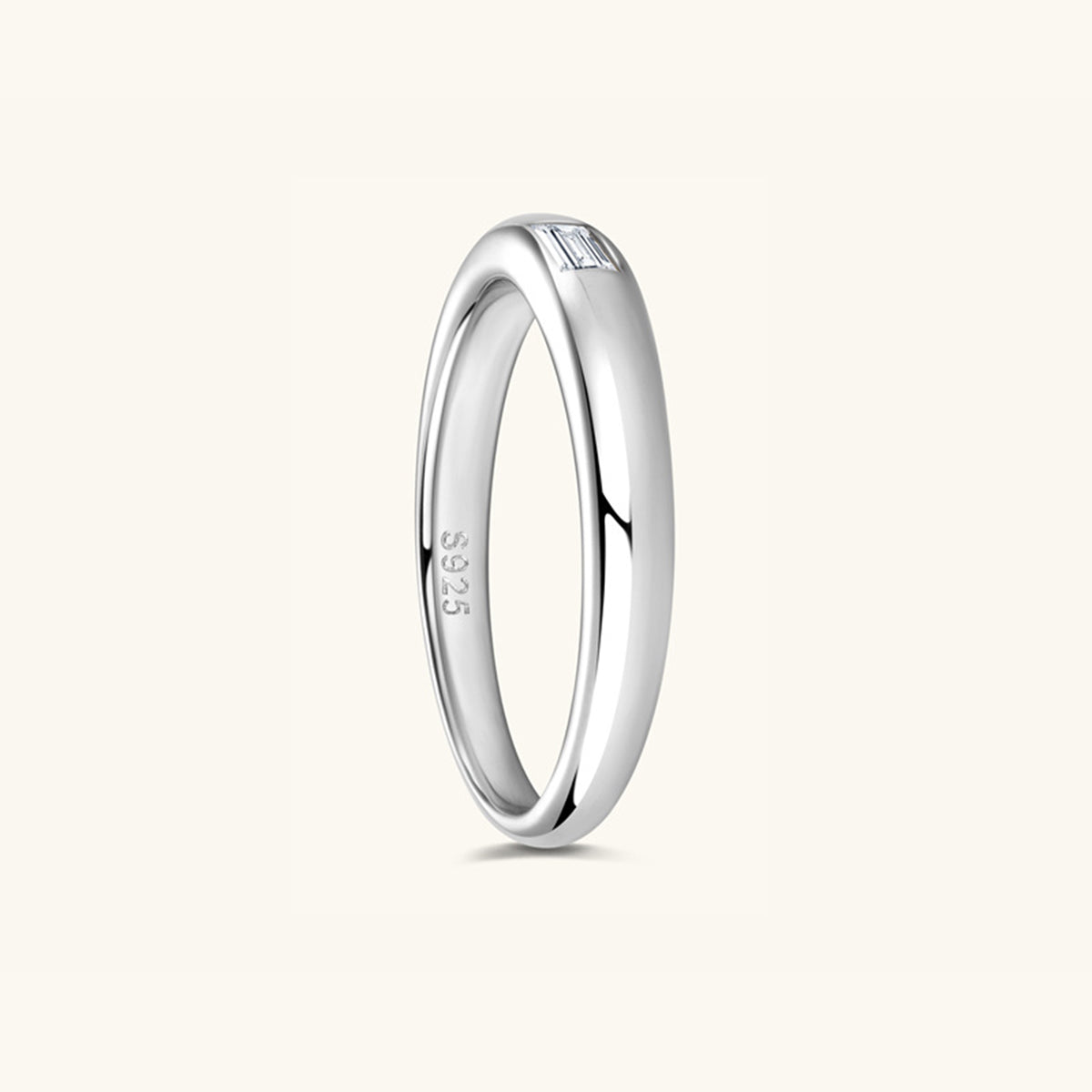 925 Sterling Silver Inlaid Moissanite Ring 