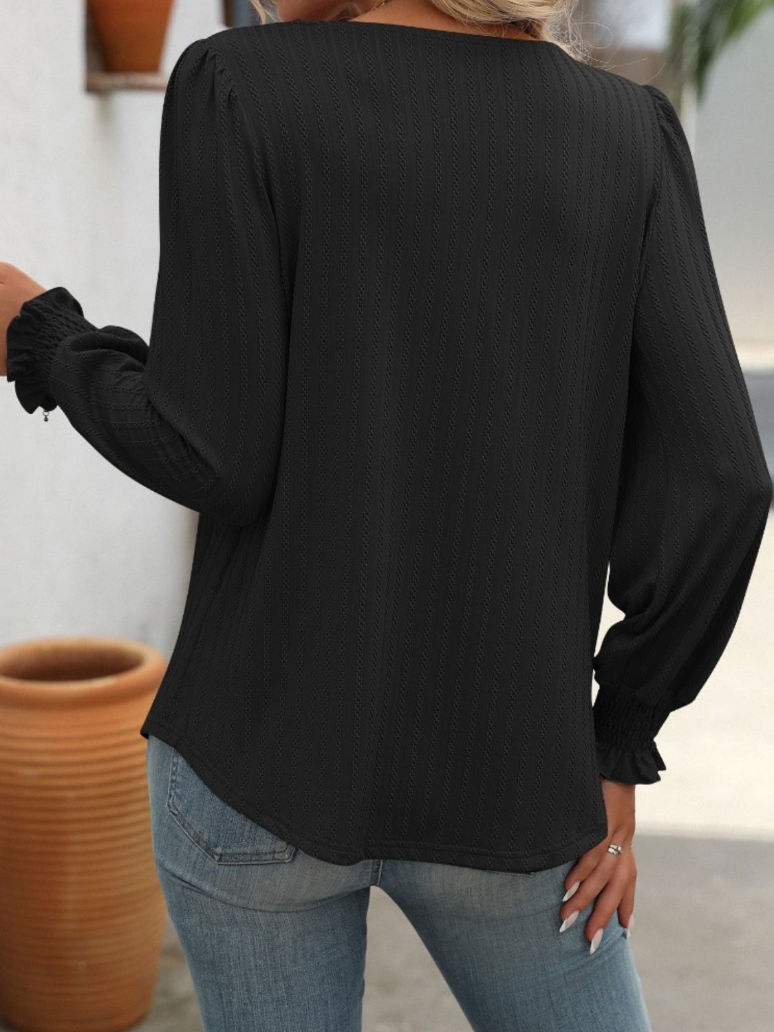 Mandy Square Neck Long Sleeve Top 