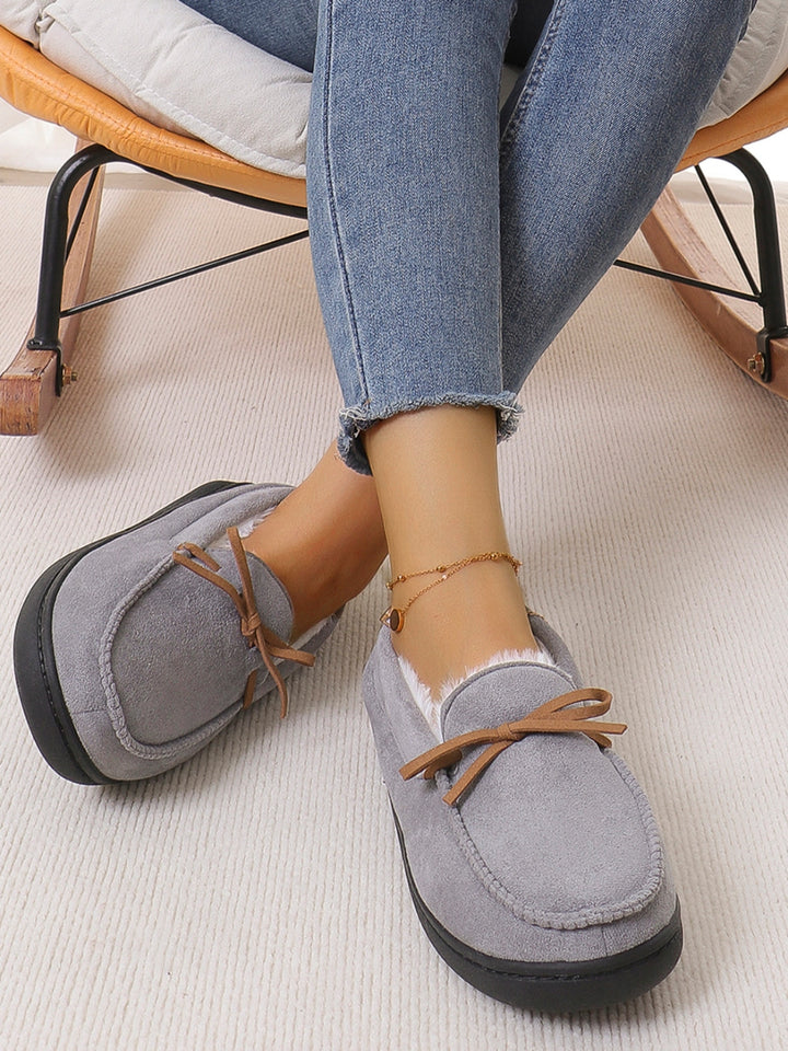 Bow Round Toe Flat Slip-Ons 
