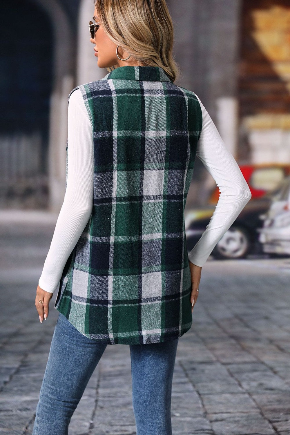 Plaid Button Up Vest Coat 