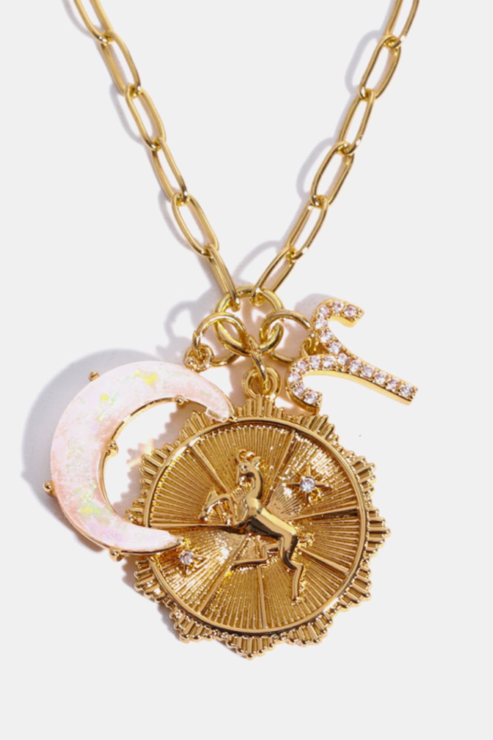 Constellation and Moon Pendant Copper Necklace 