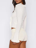Ruffled Tie Front Flare Sleeve Shirt 