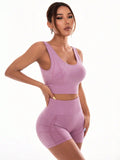 Scoop Neck Wide Strap Top and Shorts Active Set 