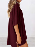 Full Size Oversized Slit Round Neck Top and Shorts Lounge Set Plus Size Lingerie & Nightwear
