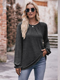 Mandy Long Flounce Sleeve Round Neck Blouse 