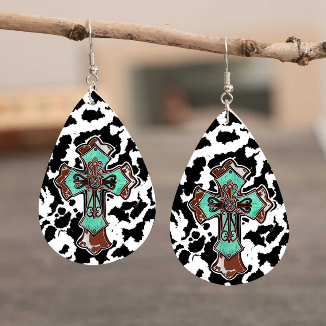 PU Leather Iron Hook Teardrop Earrings 