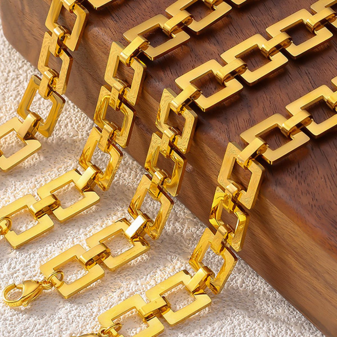 Titanium Steel Hollow Square Chain Bracelet 