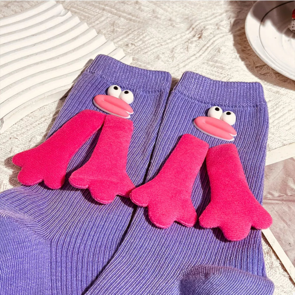 Cartoon Ribbed Knit Crew Socks Lingerie & Nightwear