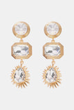 Geometrical Shape Zinc Alloy Frame Glass Dangle Earrings 