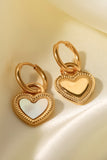 Inlaid Shell Heart Drop Earrings 