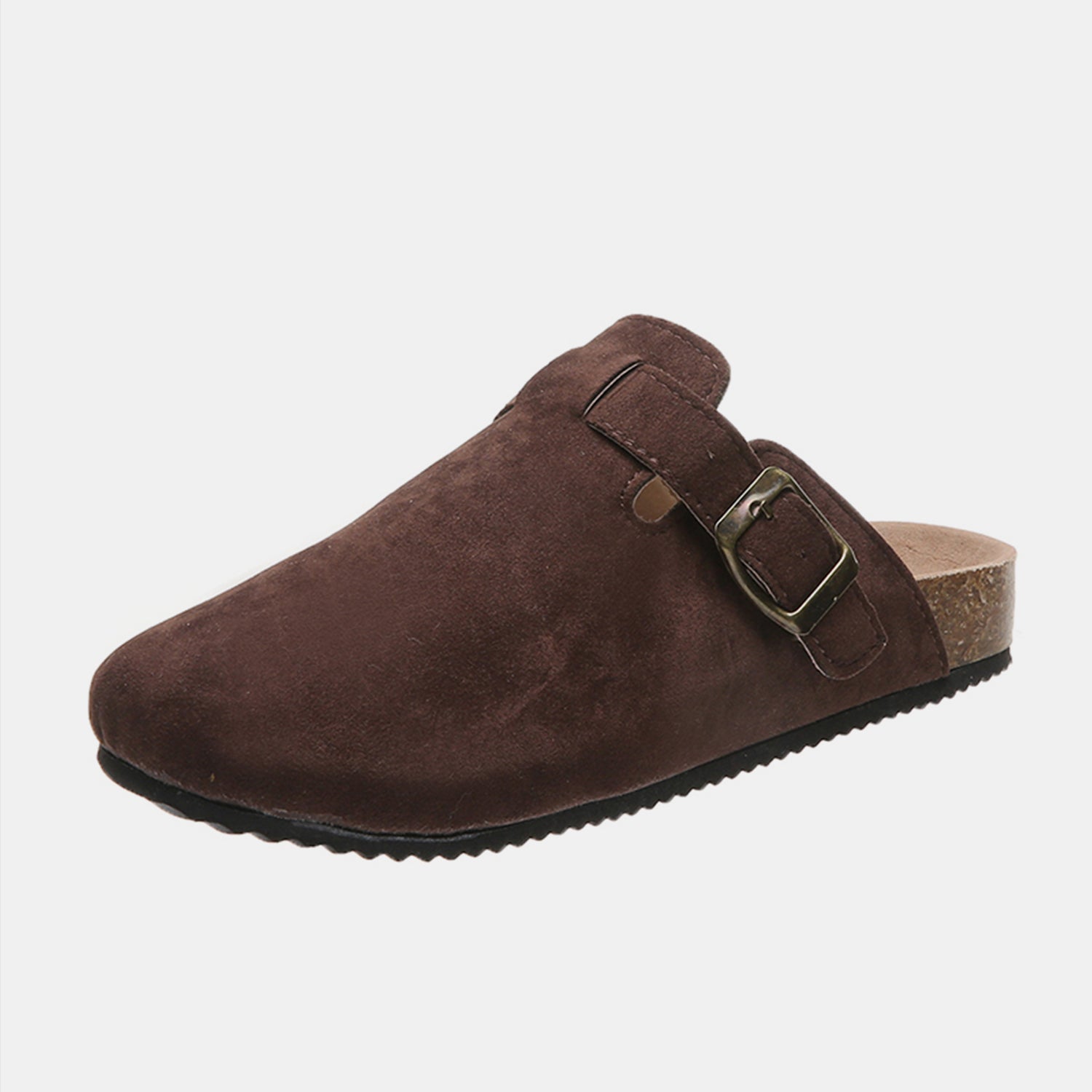 Suede Closed Toe Buckle Slide 