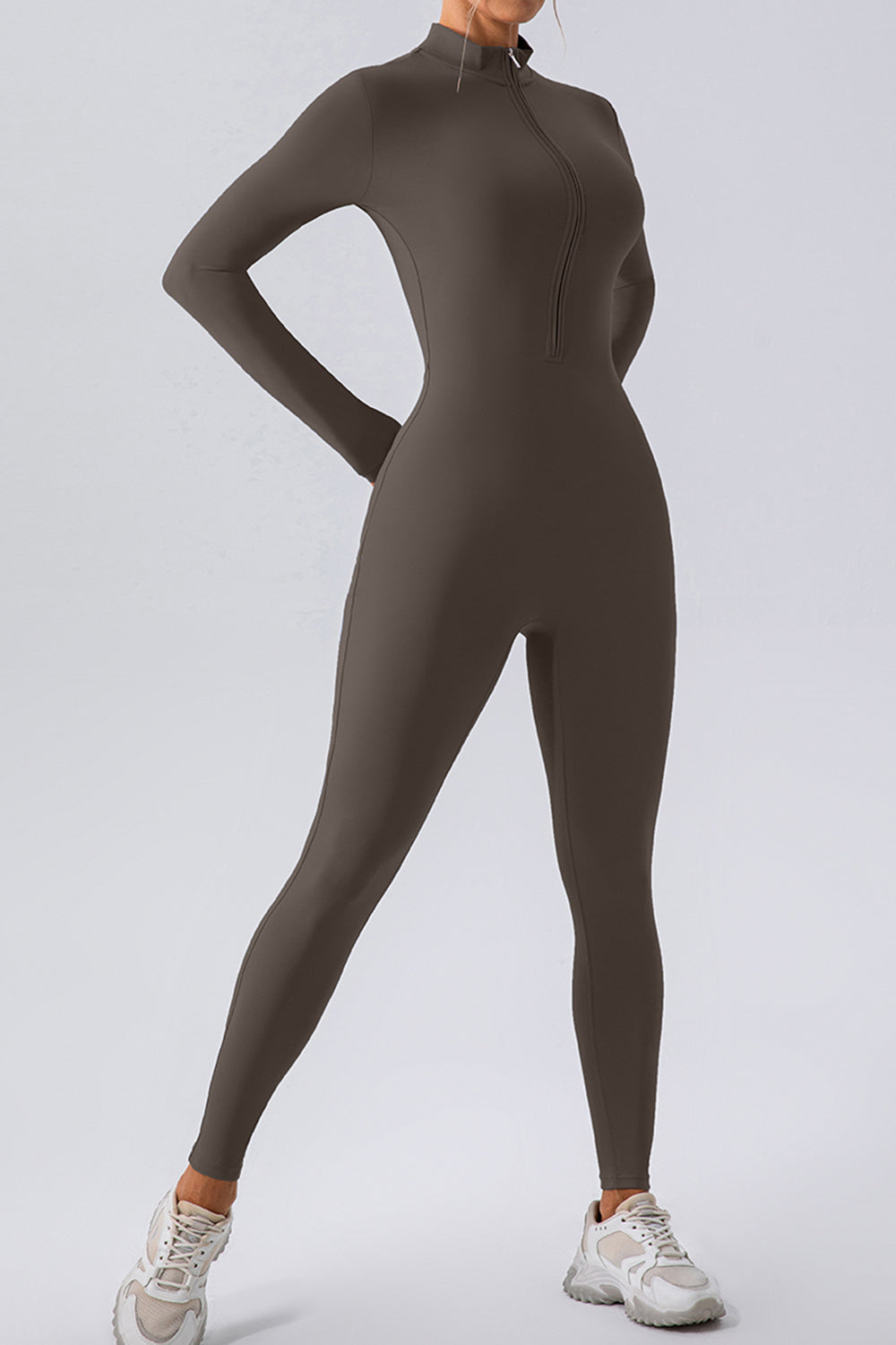 Half Zip Mock Neck Active Jumpsuit 