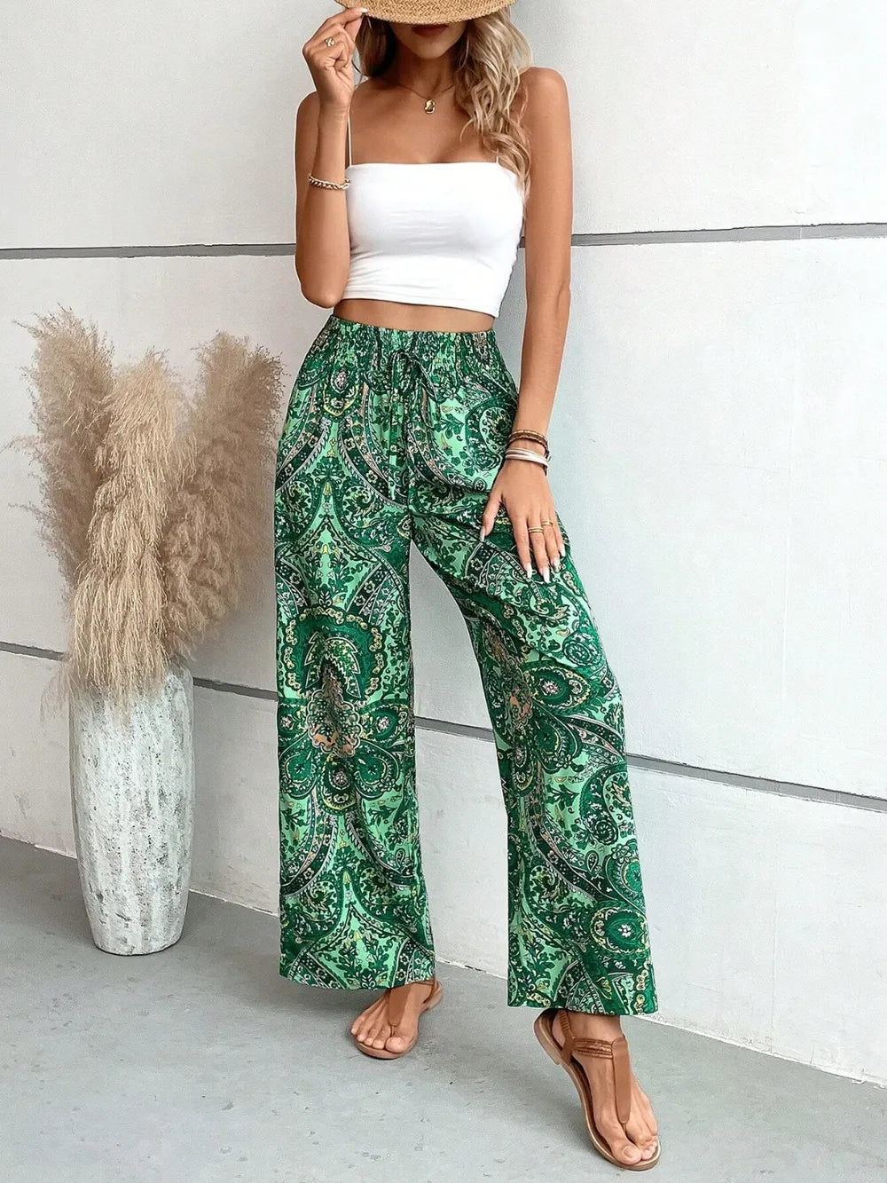 Printed Wide Leg Pants 
