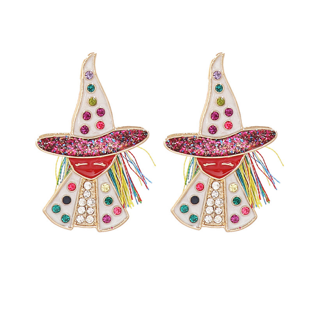 Witch Rhinestone Alloy Earrings 
