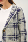 Be Cool Plaid Long Sleeve Sweater Jacket with Front Patch Pockets 