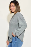 Basic Bae Full Size Ribbed Round Neck Long Sleeve T-Shirt Sweaters & Cardigans