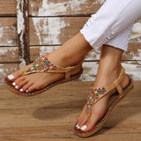 Beaded PU Leather Open Toe Sandals 