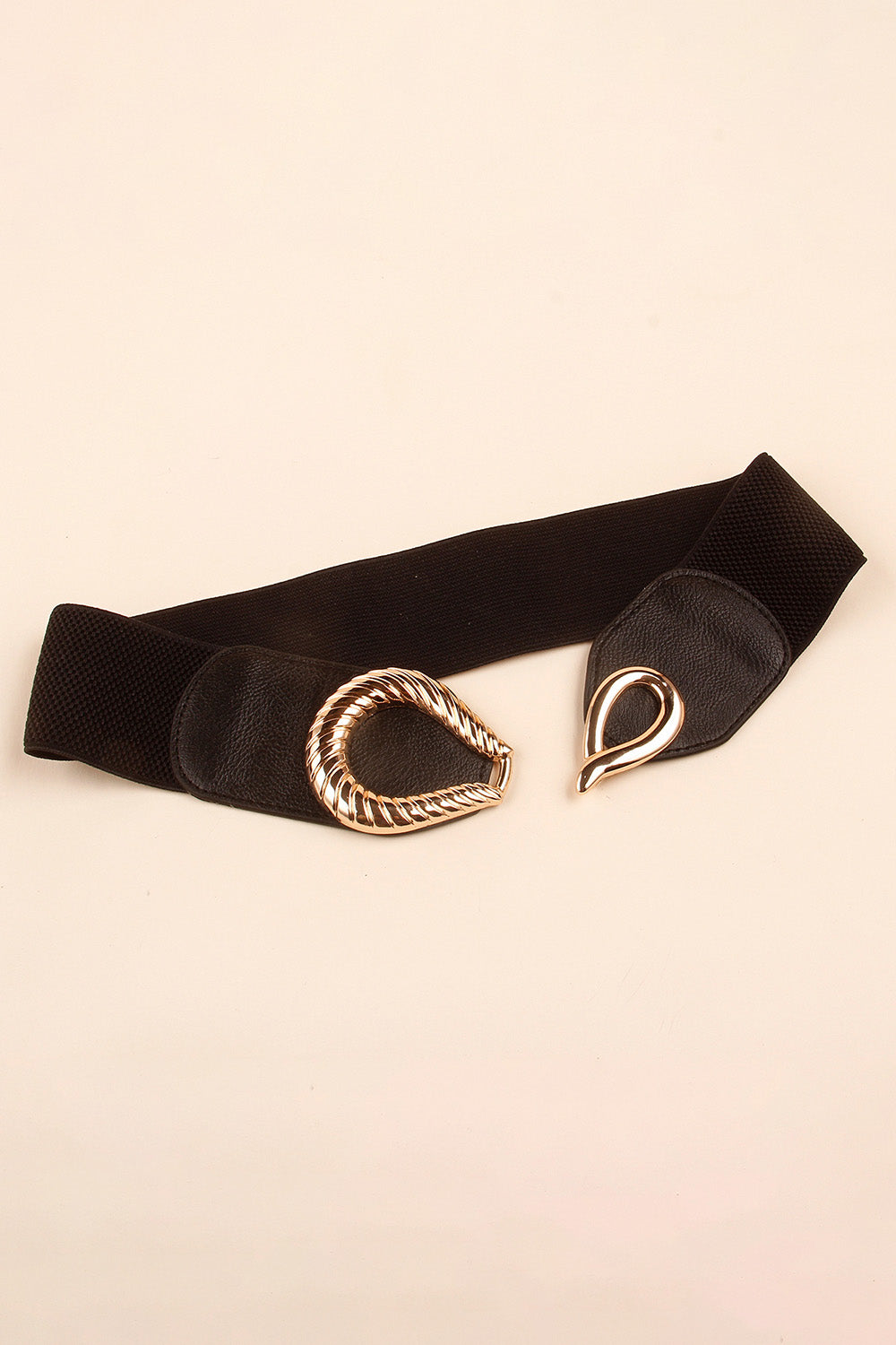Ribbed Alloy Buckle Elastic Belt 