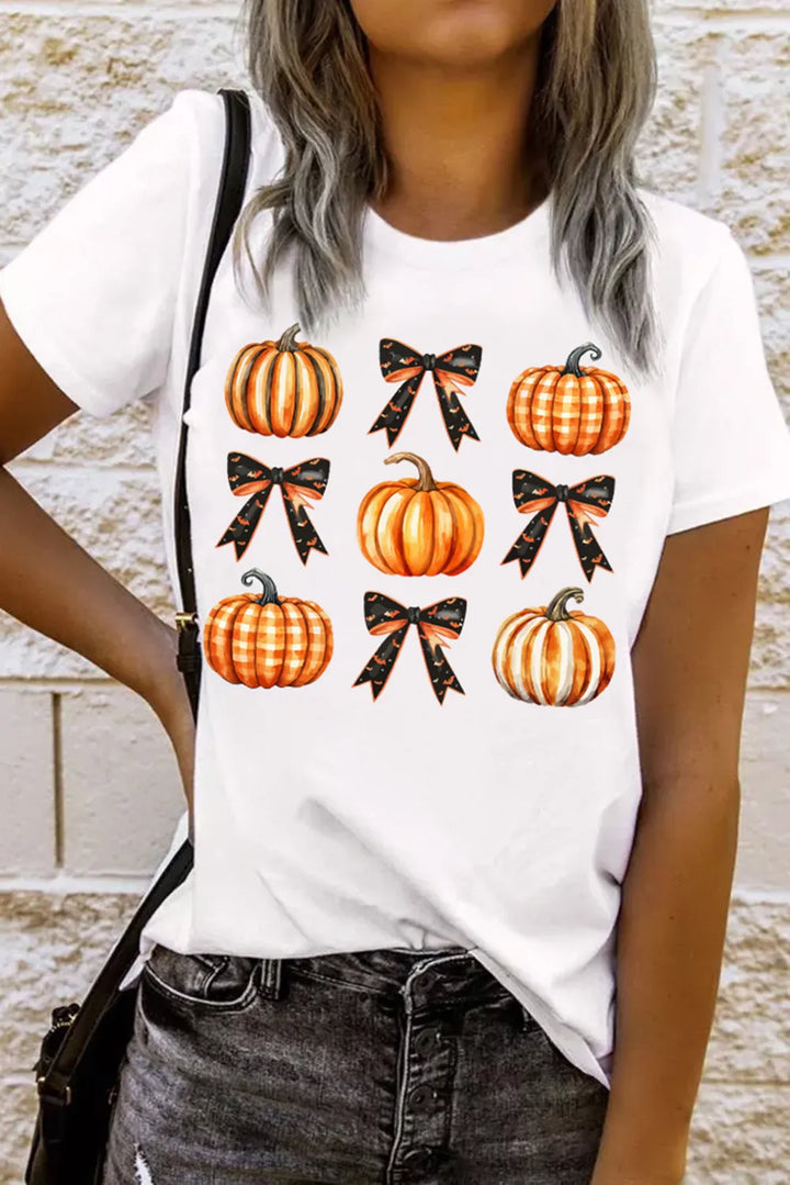 Pumpkin Round Neck Short Sleeve T-Shirt 