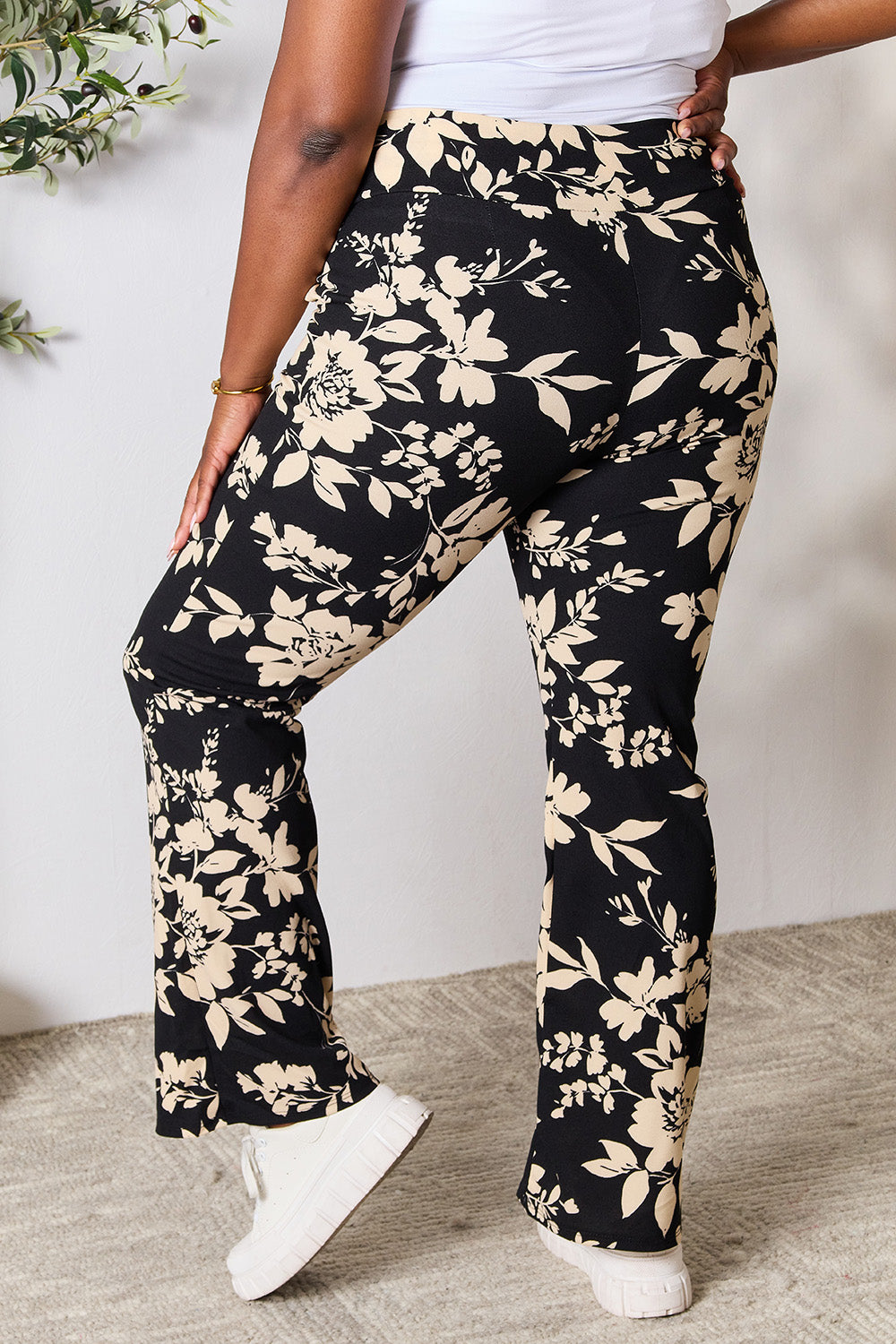 Heimish Full Size High Waist Floral Flare Pants 