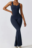 Basic Bae Cutout Ruched Bootcut Sleeveless Active Jumpsuit 