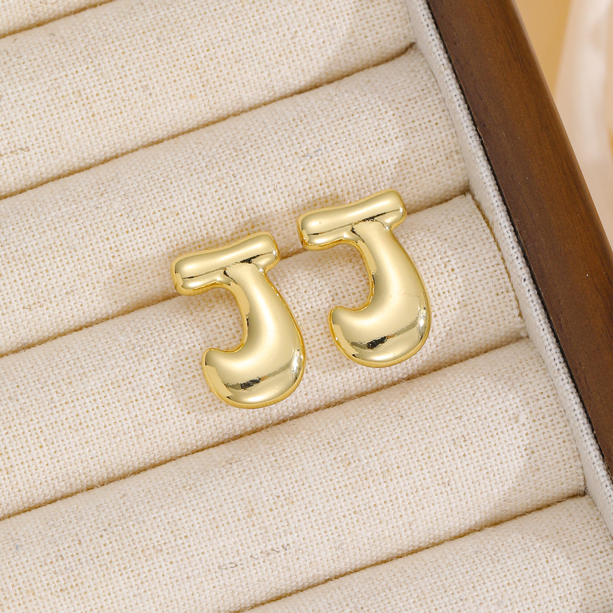 18K Gold-Plated Bubble Letter Stud Earrings 