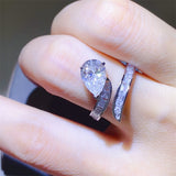 3 Carat Moissanite Zircon 925 Sterling Silver Bypass Ring 