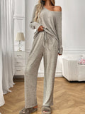 Ribbed Long Sleeve Top and Pants Lounge Set Lingerie & Nightwear