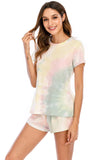 Tie-Dye Round Neck Short Sleeve Top and Shorts Lounge Set Lingerie & Nightwear