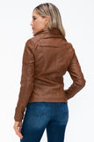 YMI Removable Faux Layered Multi-Pocket Jacket with Fuzzy Hood 