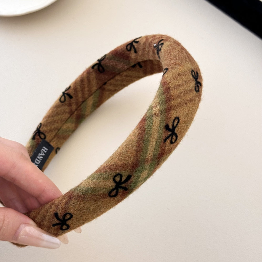 Bow Plaid Polyester Hair Headband 