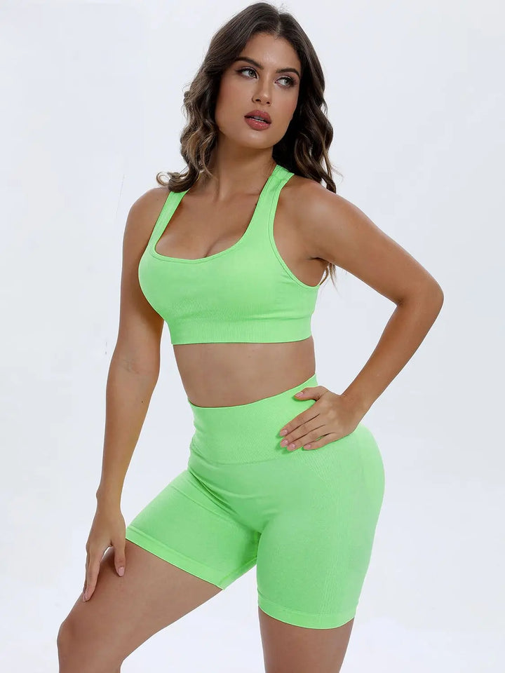 Scoop Neck Wide Strap Top and Shorts Active Set 