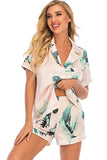 Printed Button Up Short Sleeve Top and Shorts Lounge Set Lingerie & Nightwear