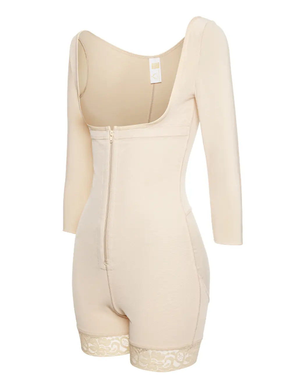 Full Size Zip Up Lace Detail Long Sleeve Shapewear Lingerie & Nightwear