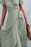 Floral Surplice Neck Tied Midi Dress Dresses