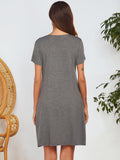 Notched Short Sleeve Mini Lounge Dress 