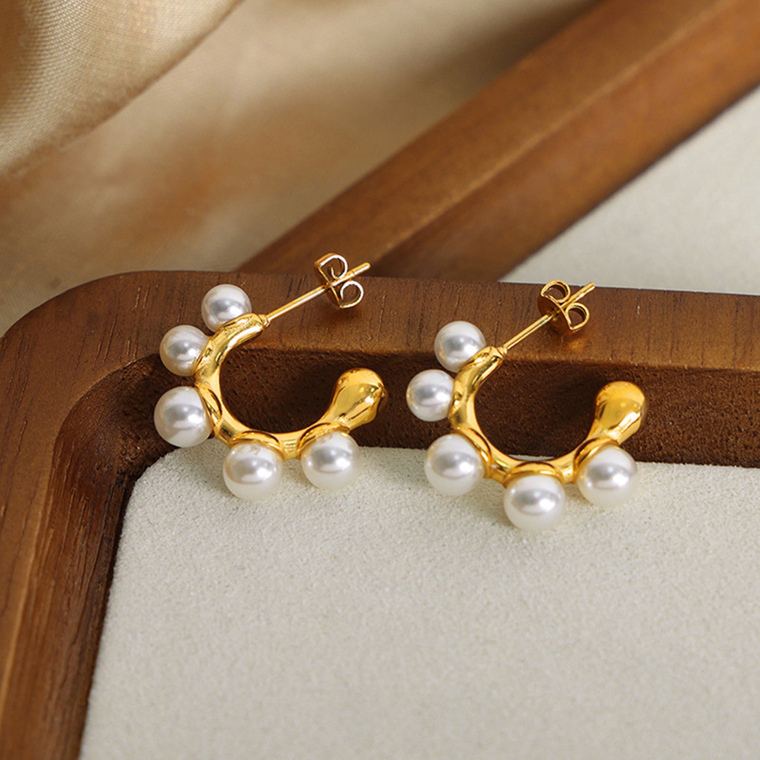 Synthetic Pearl 18K Gold-Plated Earrings 