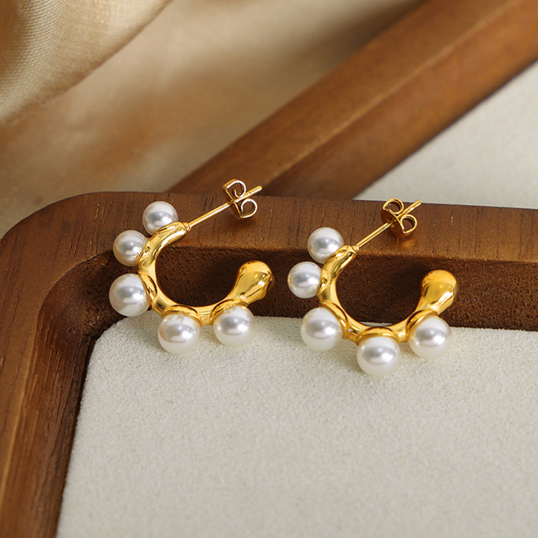 Synthetic Pearl 18K Gold-Plated Earrings 