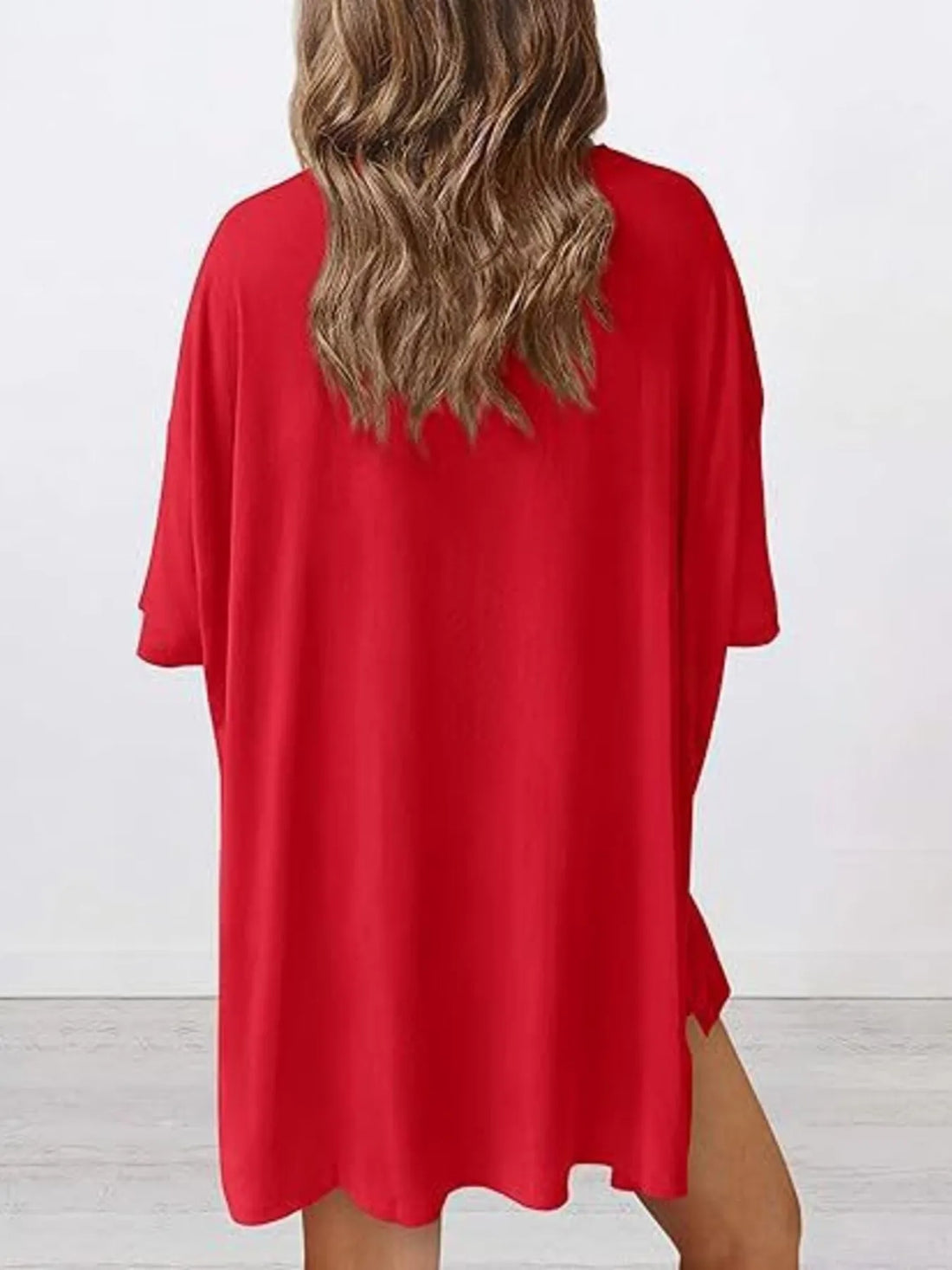 Full Size Oversized Slit Round Neck Top and Shorts Lounge Set Plus Size Lingerie & Nightwear