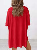 Full Size Oversized Slit Round Neck Top and Shorts Lounge Set Plus Size Lingerie & Nightwear