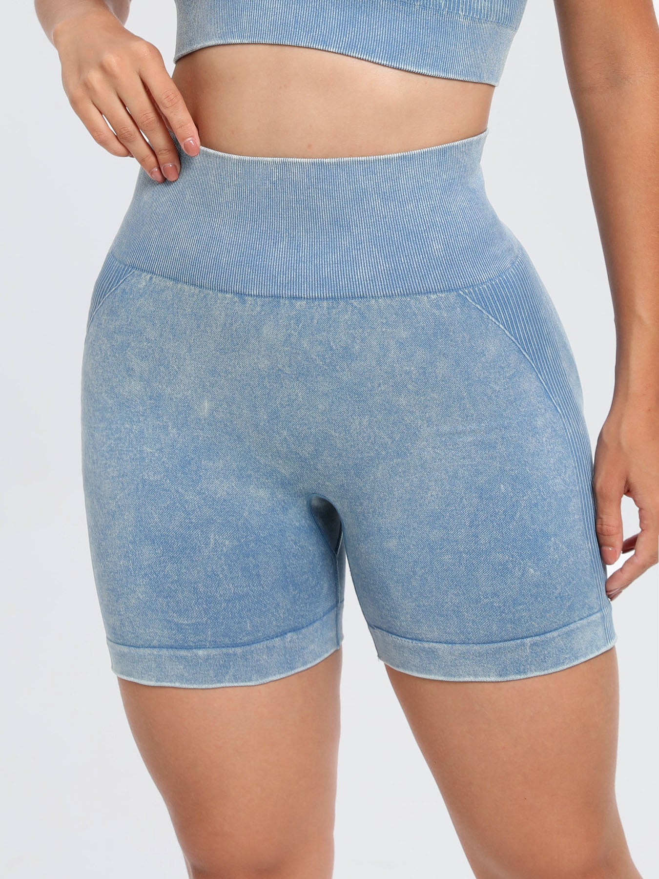 Washed High Waist Active Shorts 