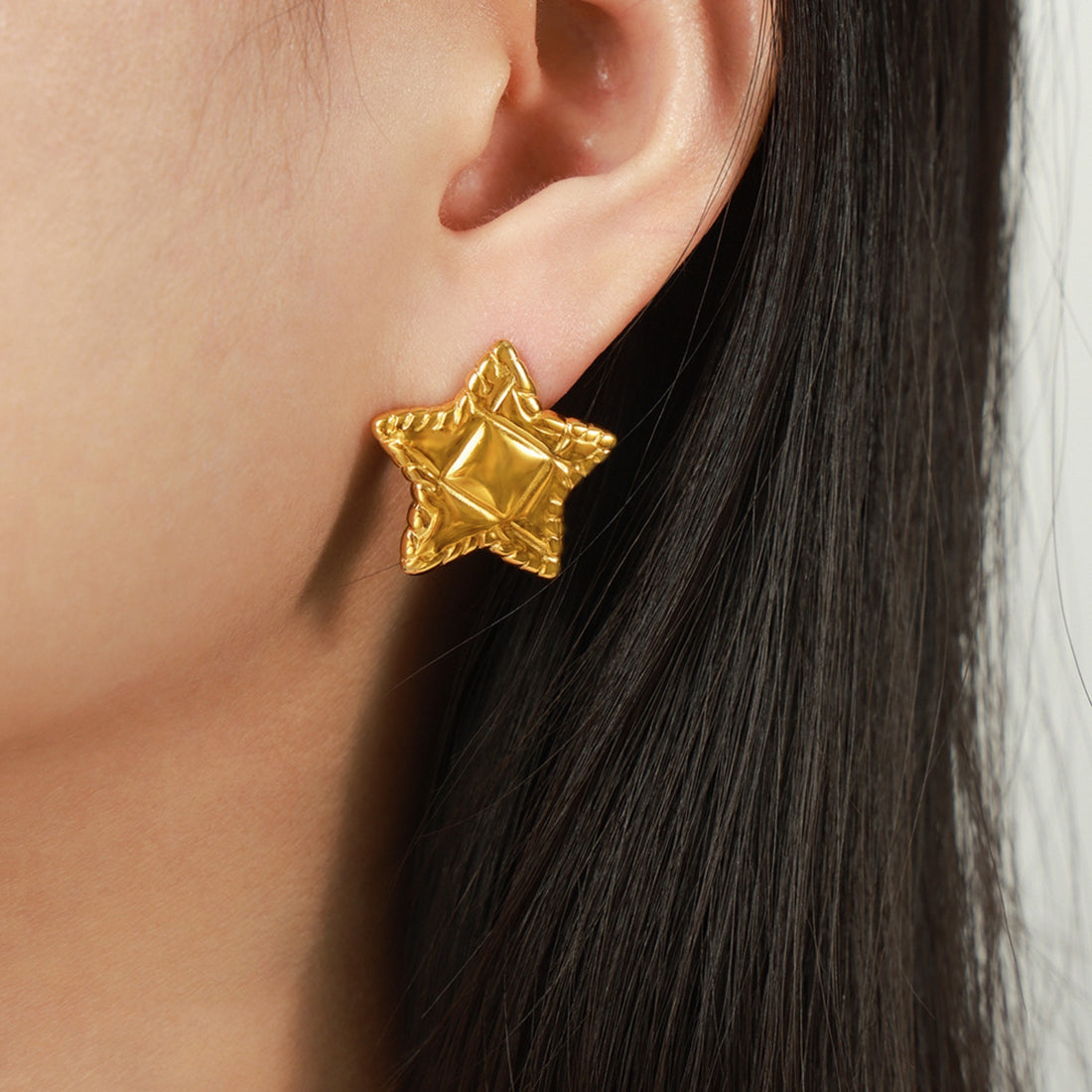 Titanium Steel Star Stud Earrings 
