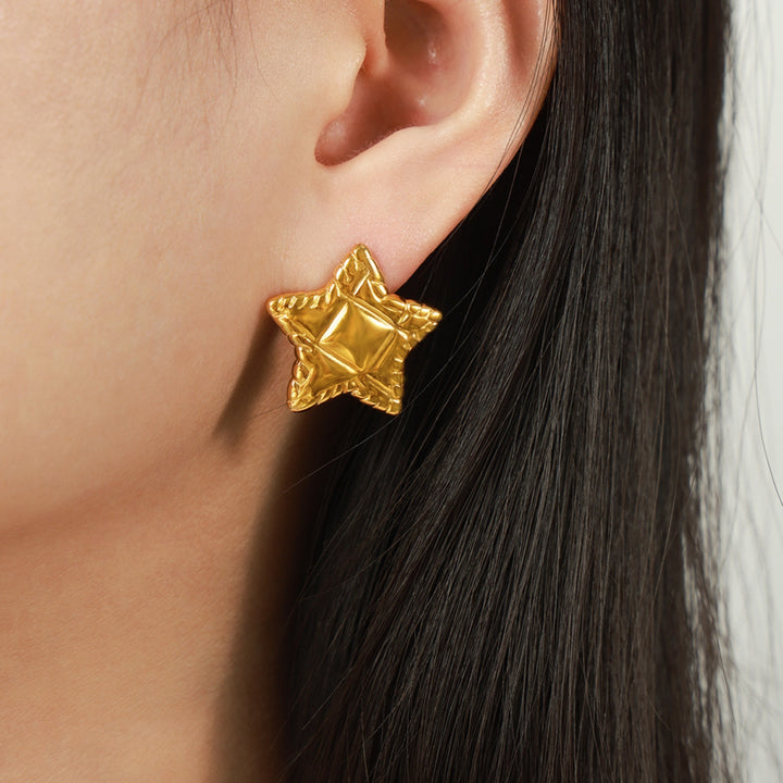 Titanium Steel Star Stud Earrings 